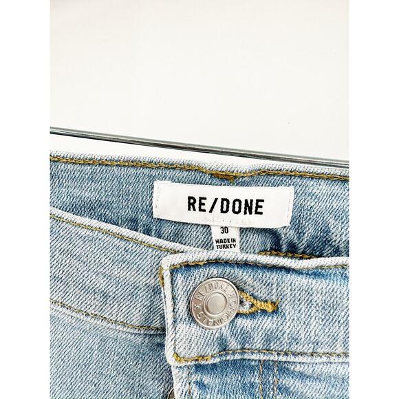 Re/Done 70s Stove Pipe Straight Leg Stretch Denim Blue Jeans in River Fade Sz 30 - Picture 6 of 7